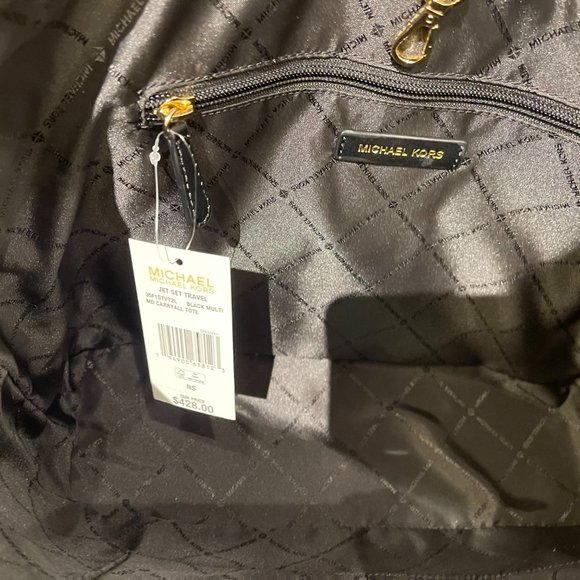 Michael Kors Graphic MK Exotic Logo Tote Blk Multi - Picture 8 of 10